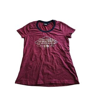Harley Davidson womens Sz M red 120th Anniversary speedbird top